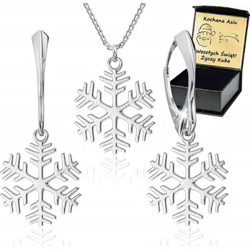 Souprava šperků Stříbrná sada šperků Sněhové Vločky s vánočním Gravírování