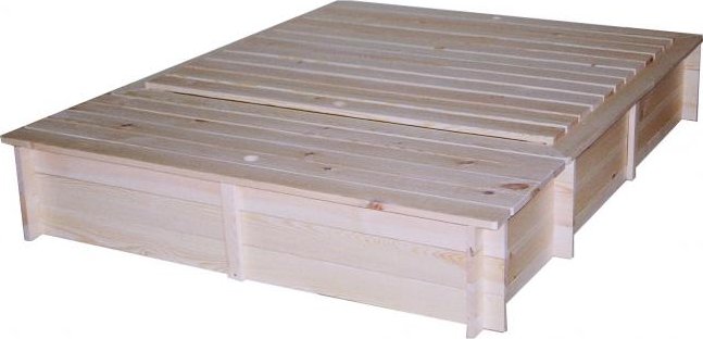 Pískoviště dřevěné s lavičkami, krytem a boxem na hračky Biedrax 140 x 185 x 30 cm Barva: Přírodní