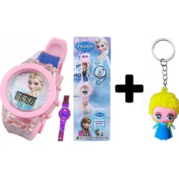 Hodinky Dětské hodinky FROZEN Ledové království LED světlo pro holčičku + PŘÍVĚSEK NA KLÍČE