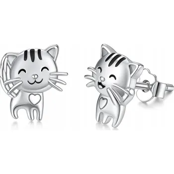 Náušnice STŘÍBRNÉ NÁUŠNICE 925 KOČKY PRO DÍVKY ŠROUBOVACÍ