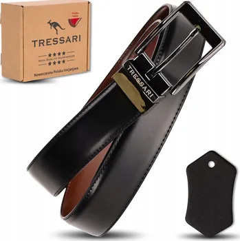 Opasek Pasek Skórzany Męski Czarny Brązowy Do Spodni Oboustranný 120 cm Kožený pásek