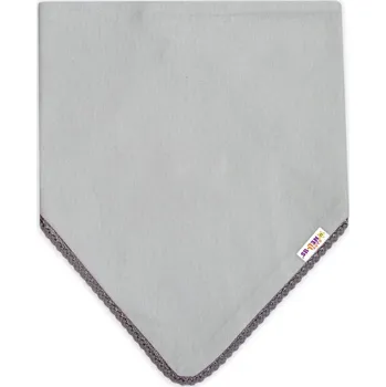 Šátek Dětský bavlněný šátek na krk s mini bambulkami Baby Nellys - šedý/šedý lem (Vel. Uni, barva: šedá)