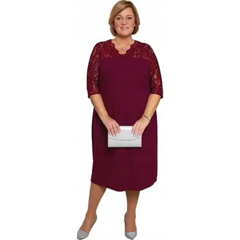 Dámské šaty Bordó šaty s krajkovým sedlem 60