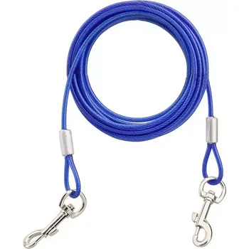 Vodítko pro psa TopTechnology Double-end ocelový lano pes 2v1 vodítko s rukojetí, délka: 5m, dodání náhodné barvy
