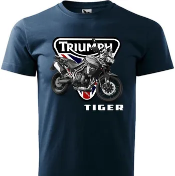 Pánské tričko MOTO TRIKA Pánské triko s motivem Triumph Tiger Tmavě modré XXXL