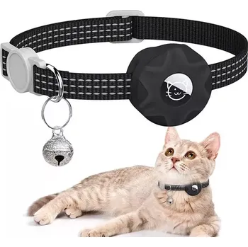 TopTechnology Reflexní obojek pro kočky s pouzdrem AirTag, černý
