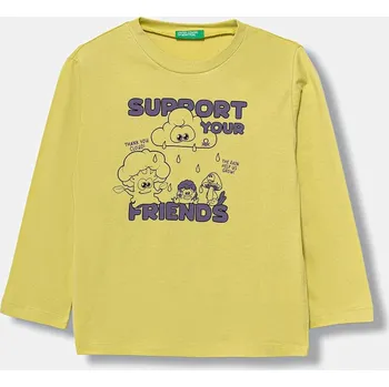 Dětské bavlněné tričko s dlouhým rukávem United Colors of Benetton žlutá barva, 3JERG10K5 3JERG10K5.P.seasonal 17X, vel. 116