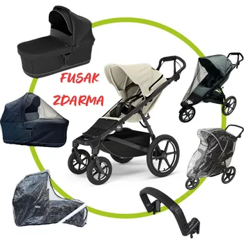 Kočárek Akční set Thule Urban Glide 4-wheel Soft Beige + korba + pláštěnka Emitex + madlo Thule + pláštěnka na korbu Emitex + moskytiéra na korbu a sporťák + Fusak Petite Mars Zdarma