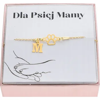 Náramek Zlatý náramek s psí tlapkou a LIBOVOLNÝM PÍSMENEM KRABIČKA stříbro 925