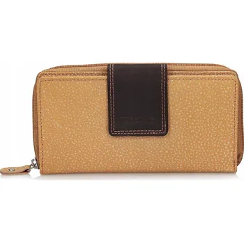 Peněženka Dámská peněženka z pravé kůže, velká, elegantní, na zip, RFID, žlutá T362