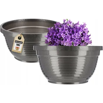 Květináč Květináč plast šedý Kadax 26 cm x 26 cm x 12 cm