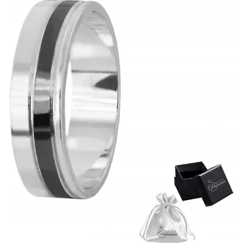 Prsten Prstýnek stříbro ryzost 925 Snubní prsten s černým proužkem šířka 6 mm | vel. 25