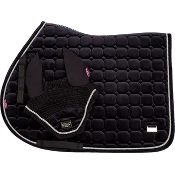 Podsedlová Dečka KenTaur se síťovanou čelenkou proti hmyzu, sada SAMET semišová FULL černá