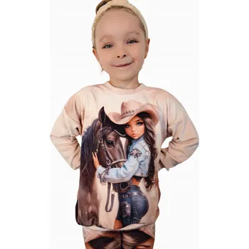 Dívčí oblečení Mikina Dívčí dívka Kůň 116/122