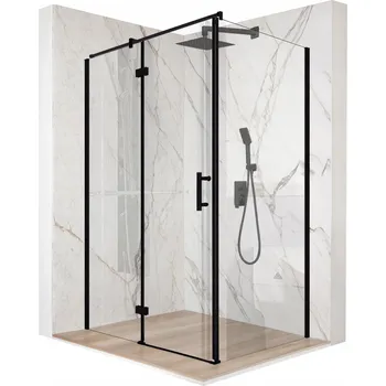 Obdélníkový a výklopný Sprchový kout , černý, 100x90cm, 6mm sklo + povrchová úprava