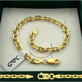 Náramek ZLATÝ PÁNSKÝ NÁRAMEK 925/585 STŘÍBRO ANKR 24cm/4,5mm SILNÝ + GRAVÍROVÁNÍ