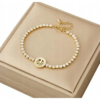 Náramek Dámský elegantní náramek z chirurgické Ocel pozlacený 18karátovým zlatem zirkony