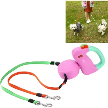 Vodítko pro psa TopTechnology Dvouhlavý kreativní automatický teleskopický vodítko pro domácí mazlíčky (růžové)