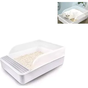 TopTechnology Polouzavřená kočičí toaleta čtvercová pro domácí mazlíčky, velikost: Velká