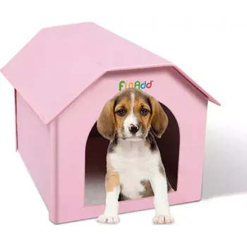 TopTechnology FUNADD Extra Large Skládací Zateplený Dům pro Zvířata s Odnímatelným Polštářem (Růžový)