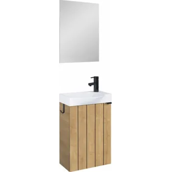 Koupelnový nábytek Nástěnná koupelnová skříňka se zrcadlem Masterjero Lamello, hnědá, 46 cm x 34 cm x 68 cm