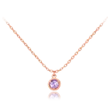 4498 MINET Decentní zlatý rose gold náhrdelník s fialovým zirkonem Au 585/1000 1,60g