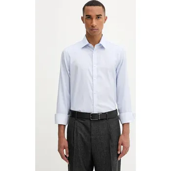 Pánská košile Košile Calvin Klein pánská, modrá barva, slim, s klasickým límcem, LV019EU068 05X, vel. 43
