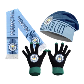 Čepice Premium fotbalová šála +pletené rukavice a pletená čepice - Manchester City FC