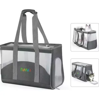 Taška pro psa a kočku TopTechnology FUNADD Přenosná prodyšná taška pro domácí zvířata (šedá)