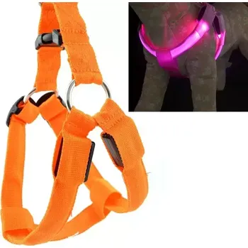 Vodítko pro psa TopTechnology Dvoustranný LED světelný pet postroj pro kočky a psy, nylonové vodítko, velikost:M (oranžová)