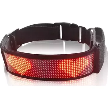 Obojek pro psa TopTechnology LED Obojek pro domácí zvířata s displejem – dobíjecí, vysoká viditelnost, jednobarevný obojek (červený)