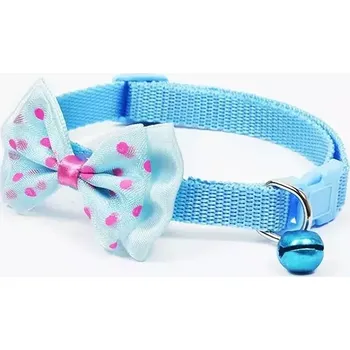 Obojek pro psa TopTechnology Nastavitelný obojek s mašlí a zvonečkem pro psy a kočky (Nebeská modř)