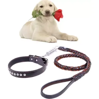 Obojek pro psa TopTechnology Hrudní popruh pro psa z hovězí kůže s teleskopickým vodítkem, vhodný pro střední a velké psy (černý)