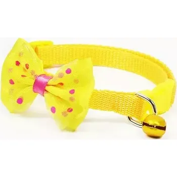 Obojek pro psa TopTechnology Nastavitelný obojek s mašlí a zvonečkem pro psy a kočky (žlutý)