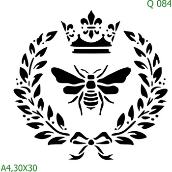 Plastová šablona pro malování - Srdce a věnečky - Věneček se včelou (Q084) - 30 x 30 cm , Lepící fólie
