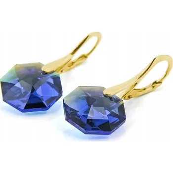 Náušnice Náušnice pozlacené stříbro 925 s kr. Swarovski Octagon 14 mm Dark Sapph. BLAB