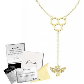 Náhrdelník Pozlacený náhrdelník VČELA A MEDOVÁ PLÁSTEV TABLI