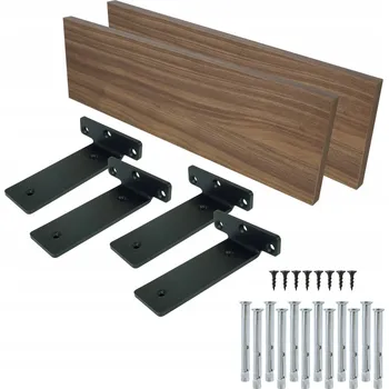 police 2x Nástěnné police ořech 400 mm laminovaná deska nábytková + držák