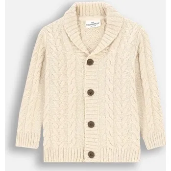 Dámský svetr Chlapecký propínací svetr béžový s copánkovým vzorem 080 Coccodrillo ZC4