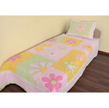 Přehoz na lůžko Dětská přehoz na postel 170x210 s povlakem na polštář Eurofirany 3 růžová