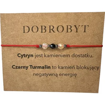 Náramek Náramek na červené šňůrce s Citrínem a Černým Turmalínem