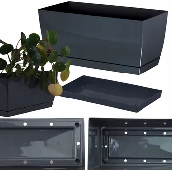 Obraz Květináč plast šedý DIKEL 24 cm x 12 x 11 cm