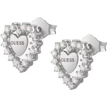 Módní doplněk Guess Stříbrné náušnice Srdce Jardin JSBE04458JWRHT/U + 2 měsíce na vrácení zboží