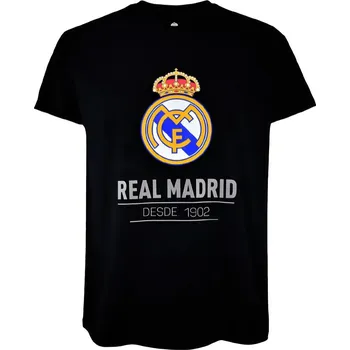Chlapecké tričko Real Madrid FC Dětské tričko Real Madrid, Desde 1902, černé, bavlna Velikost: 9-10 r