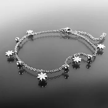 Řetízek Ocelový řetízek na nohu s květinami č. 1428