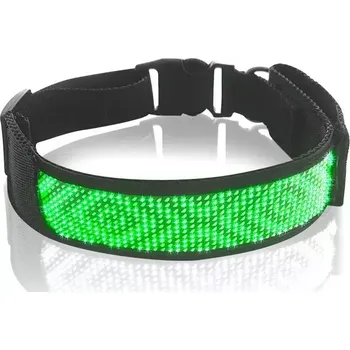 Obojek pro psa TopTechnology LED Pet Obojek s Displejem, Dobíjecí a Vysoká Viditelnost, DIY Jednobarevný Obojek (Zelený)