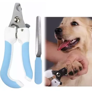 Kosmetika pro psa TopTechnology Dvoučástový nůžky na nehty pro domácí zvířata z nerezové oceli pro kočky a psy, velikost: L (modrá)