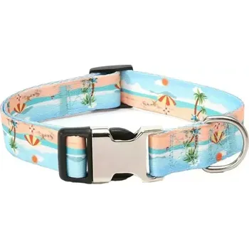 Obojek pro psa TopTechnology Obojek pro domácí zvířata v etnickém stylu, polyester/cotton, velikost S: 1.5x27-43cm (letní pláž)