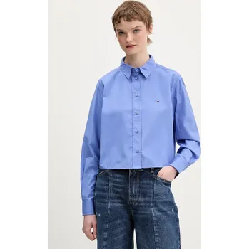 Pánská košile Bavlněná košile Tommy Jeans DW0DW22078 fialová 54X, vel. L