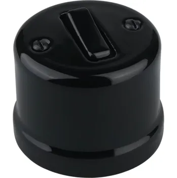 vypínač X-SITE RETRO vypínač keramika nástěnný černý bez rámečku